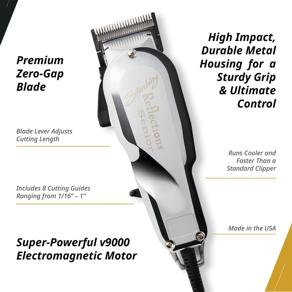 Adjustable taper lever allows precise cutting lengths for versatile styling.