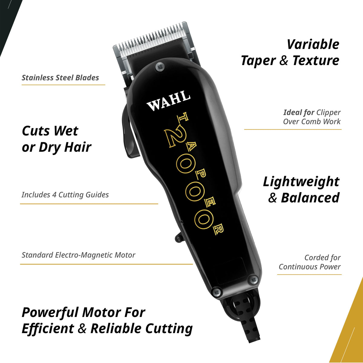Wahl Professional Taper 2000 in use, lightweight grip for extended sessions