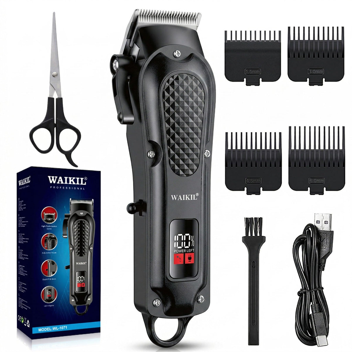 WAIKIL hair clippers cordless design enables wireless grooming anywhere.