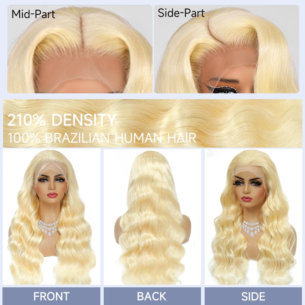 Waimro 210 density body wave wig modeled for fullness and movement