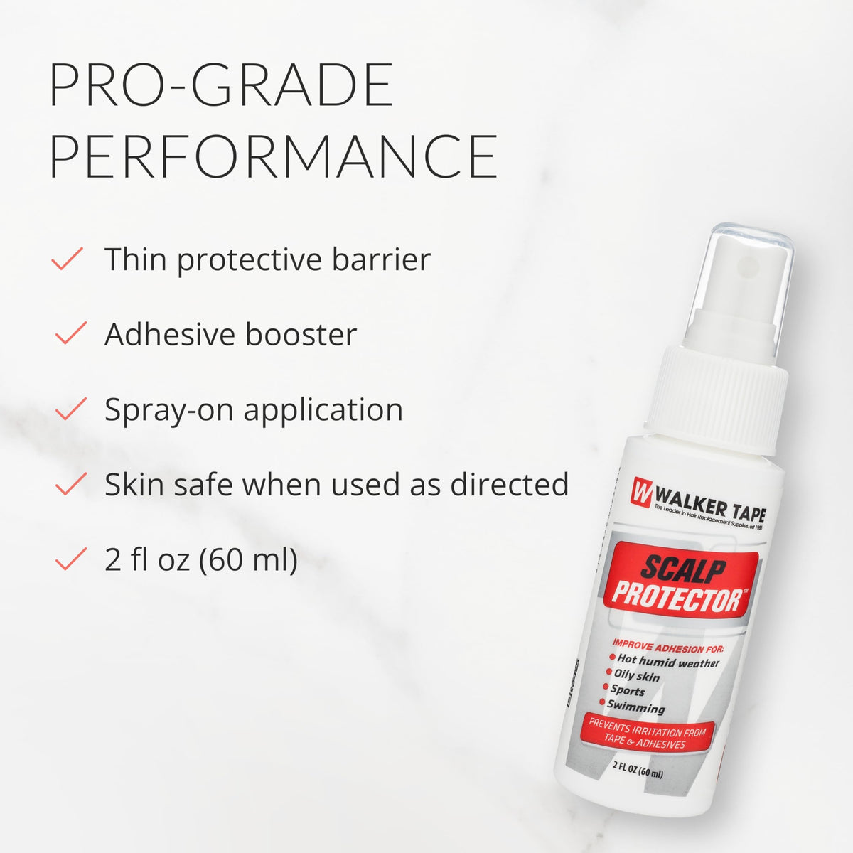 Walker Tape adhesion booster spray demonstrates improved hold for lace systems and extensions