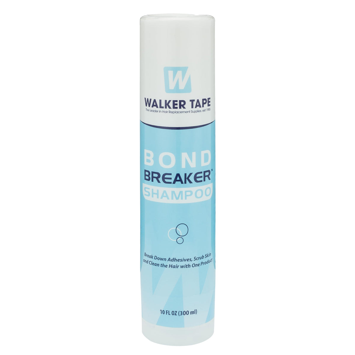 Walker Tape Bond Breaker Shampoo bottle pour showing residue removal benefits