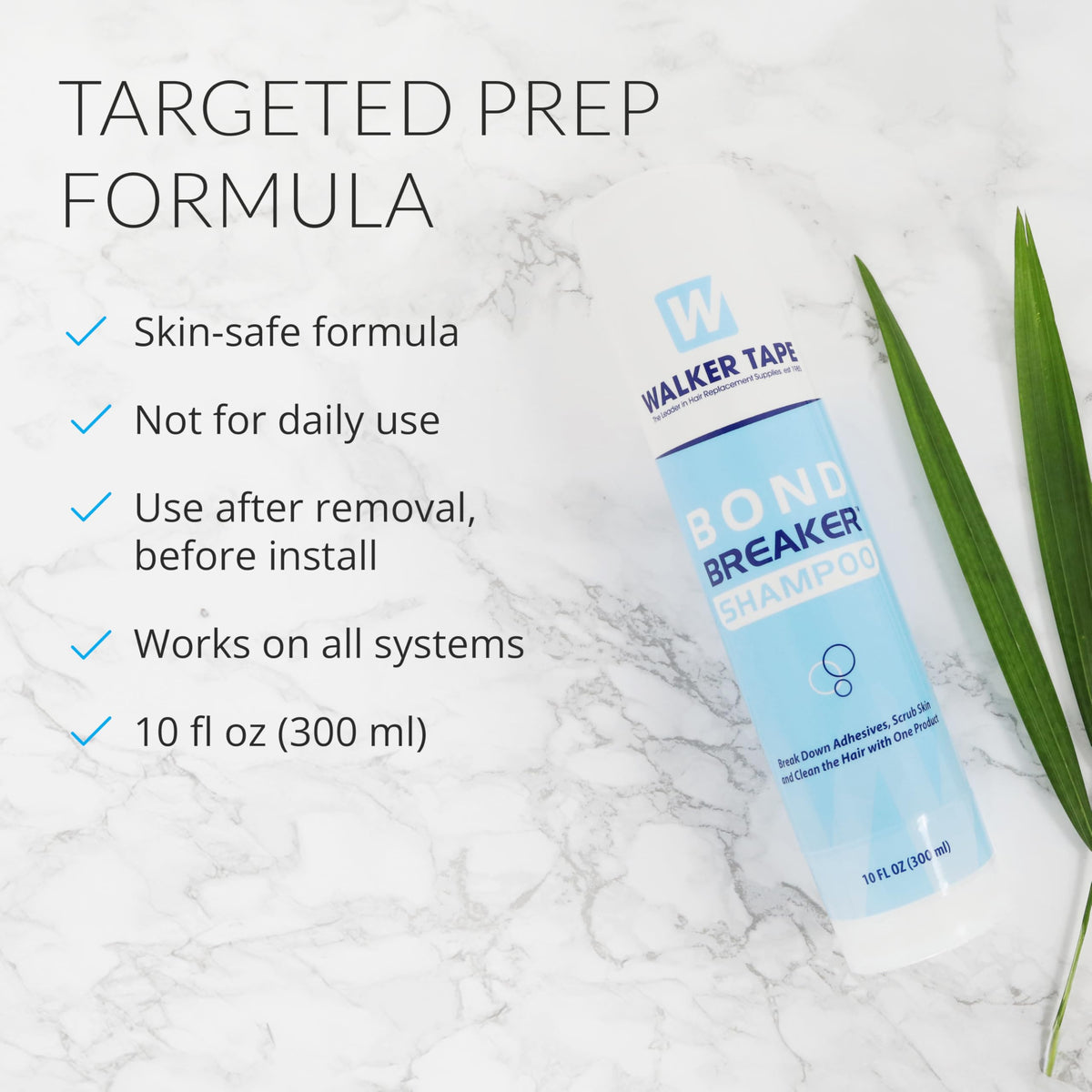 Scalp prep scene with Walker Tape Bond Breaker Shampoo being applied