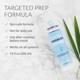 Scalp prep scene with Walker Tape Bond Breaker Shampoo being applied