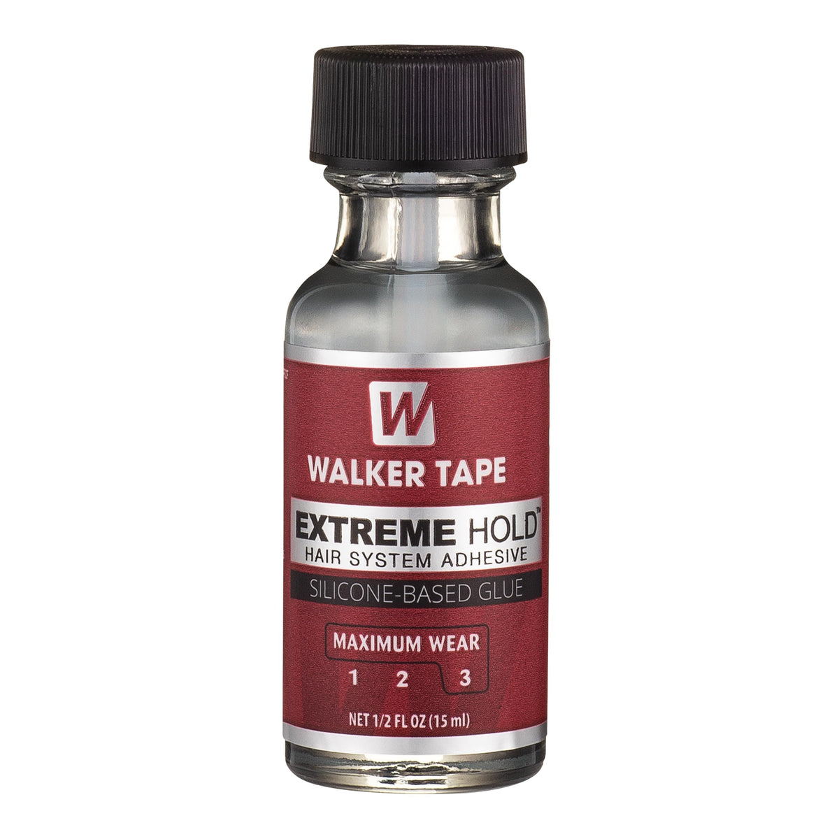 Walker Tape Extreme Hold bottle close-up showing long-lasting bond.