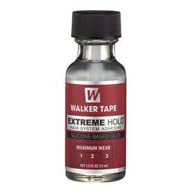 Walker Tape Extreme Hold bottle close-up showing long-lasting bond.