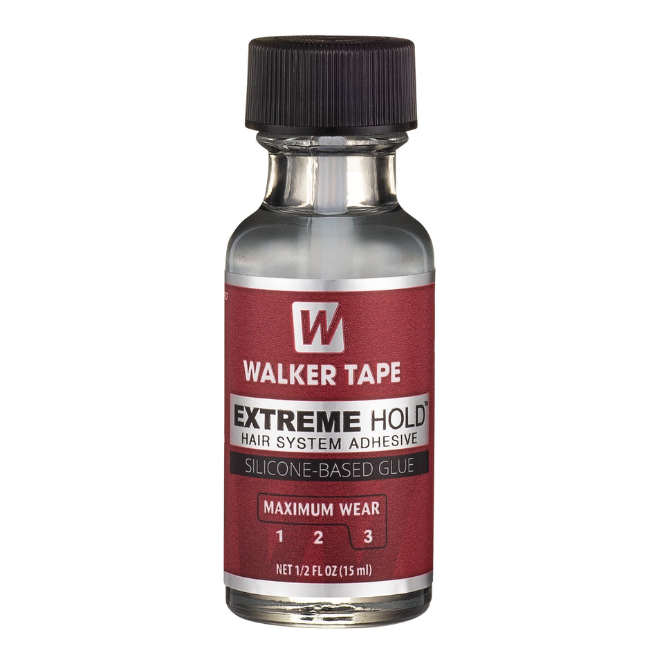 Walker Tape Extreme Hold bottle close-up showing long-lasting bond.