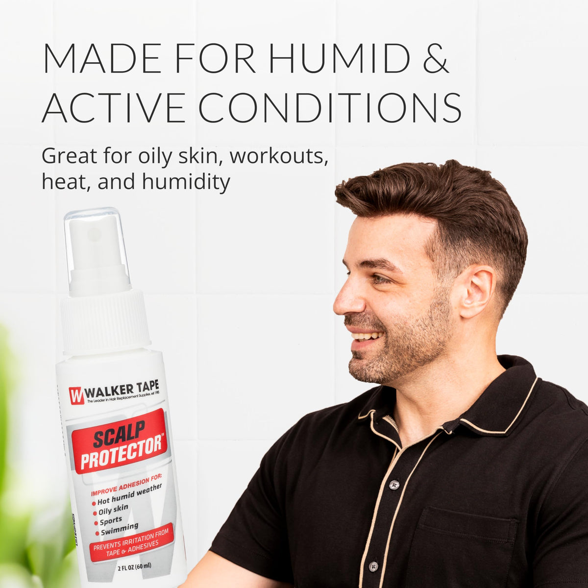 Walker Tape fast-even spray application for uniform scalp coverage before tape bonding