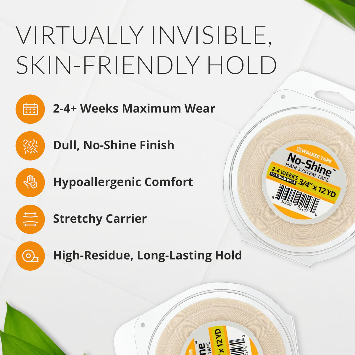 Walker Tape No-Shine lace system application demonstrates invisible adhesive under hairpieces.