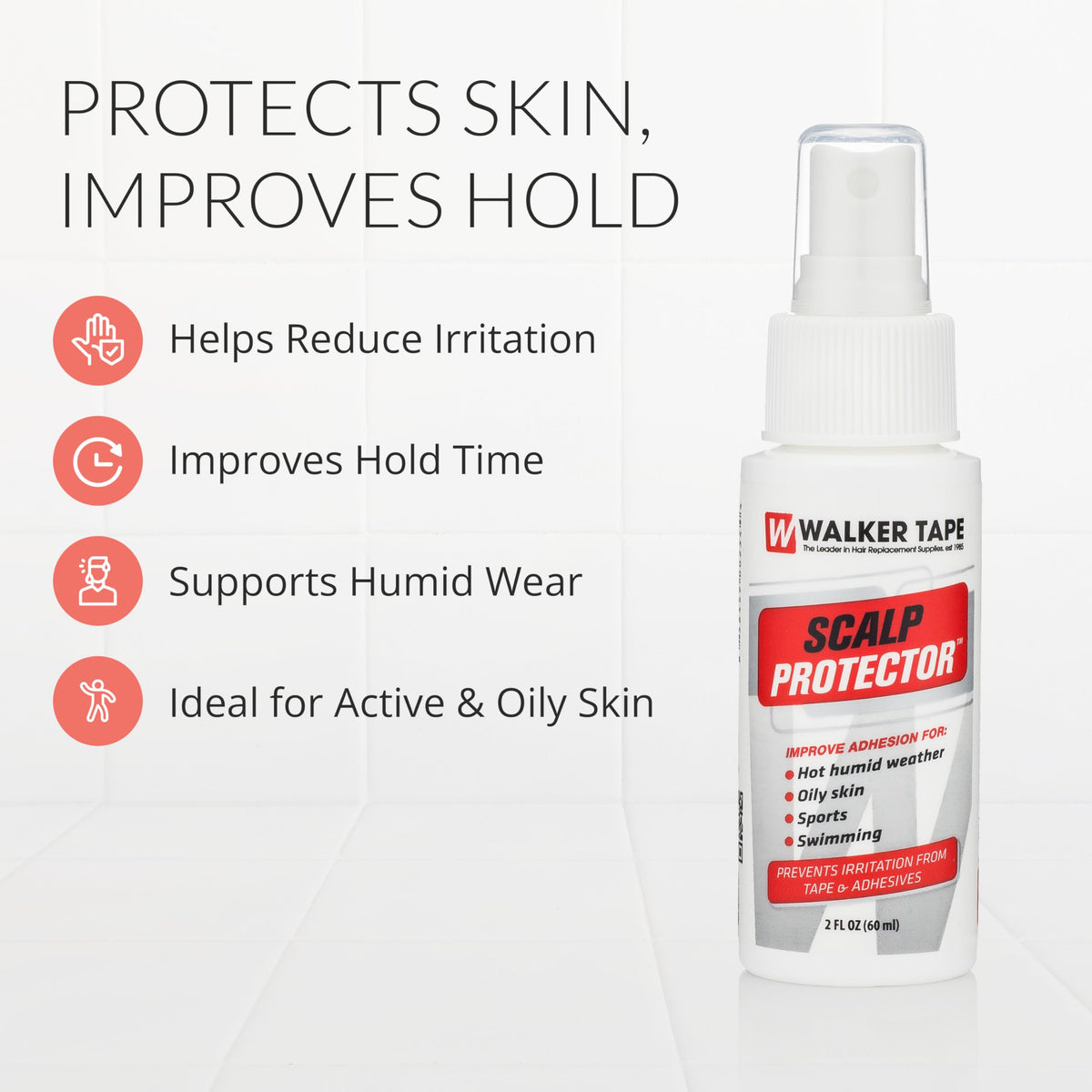 Walker Tape skin-safe barrier bottle shown for irritation-free wear under wig tape