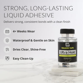 Walker Tape Ultra Hold brush on cap applying adhesive with precision along the hairline.