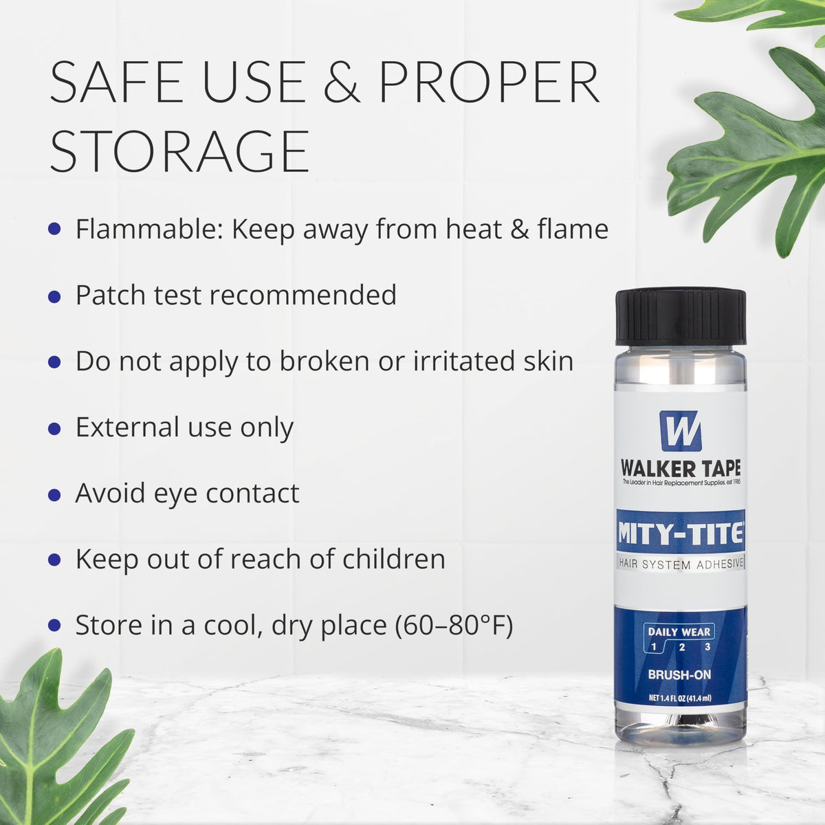 Walker Tape Mity-Tite skin-safe formula gentle for regular hairpiece bonding.