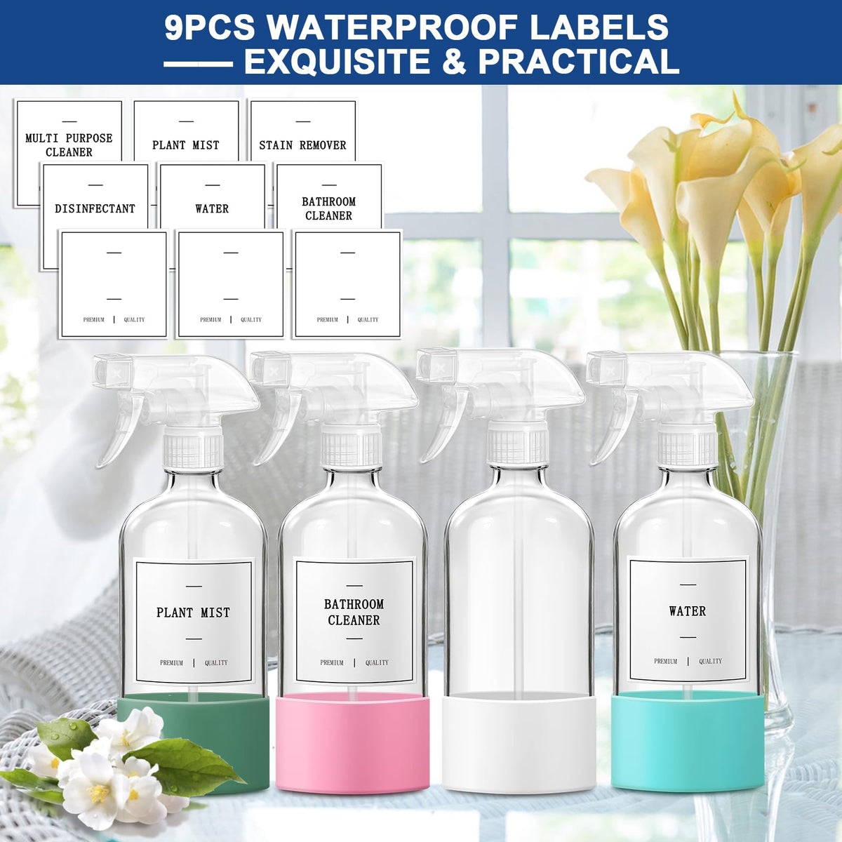 Walkinstin white labels keep cleaning formulas clearly labeled and organized