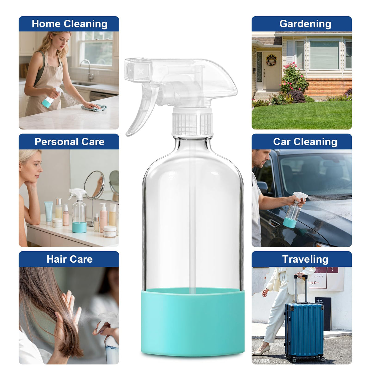Walkinstin glass bottles suited for garden sprays and kitchen cleaners
