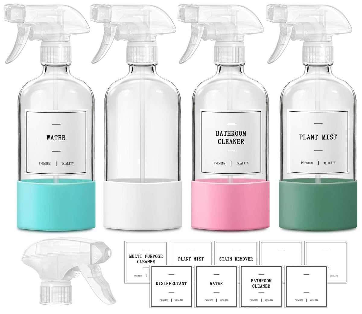 Walkinstin glass spray bottles 4-pack ready for versatile home cleaning