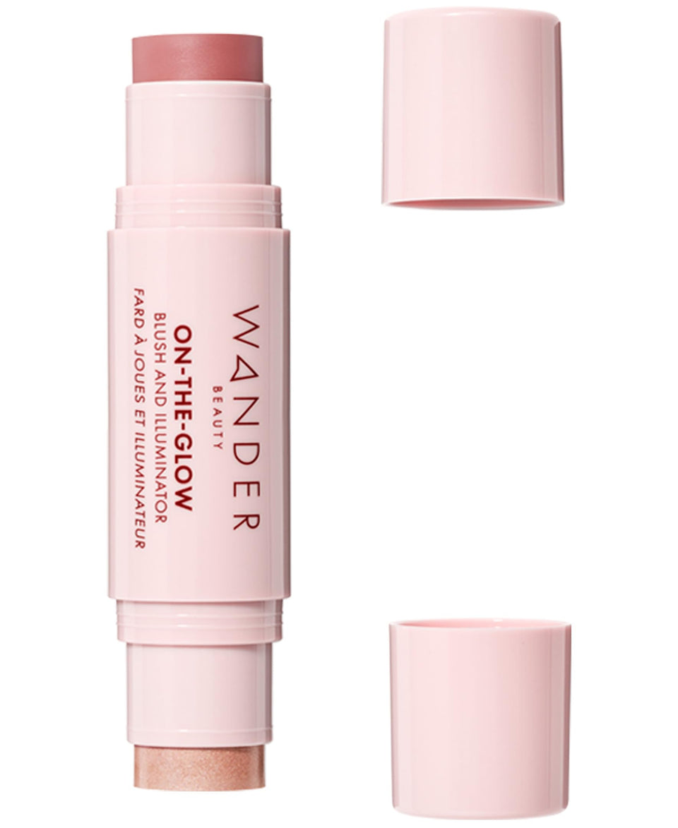 Wander Beauty On-the-Glow blush-illuminator bare-nude-glow swatch for subtle cheek radiance