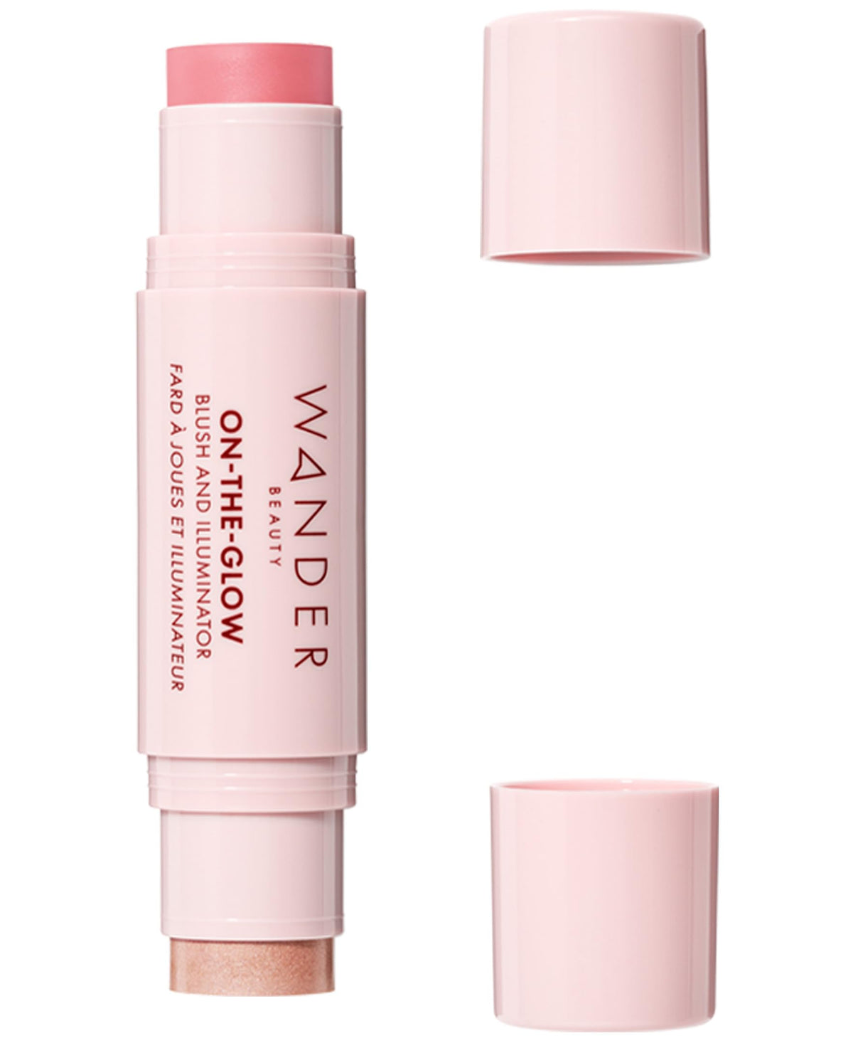 Wander Beauty On-the-Glow Petal Pink blush swatch adds natural warmth to the cheeks.