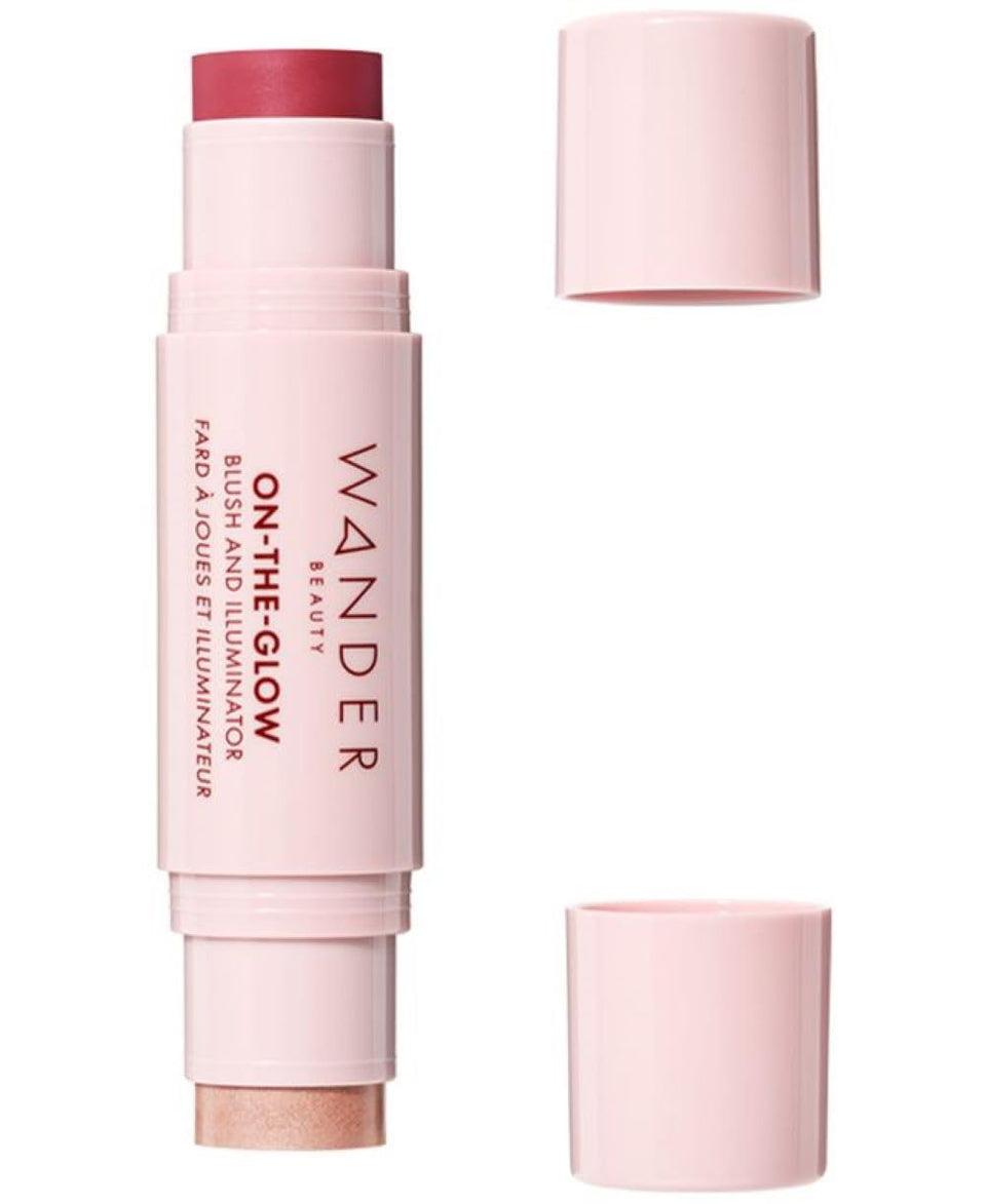 Wander Beauty On-the-Glow blush-illuminator Strawberry Fields swatches for natural flush and glow.