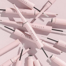 Wander Beauty Upgraded Brows packaging close-up with dual tool.
