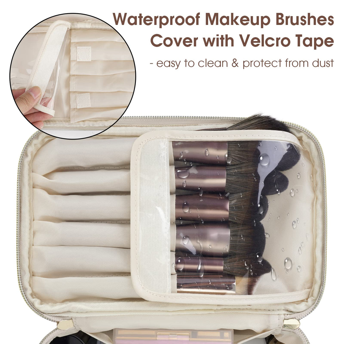 Wandering Nature makeup bag brush compartment—organized storage for brushes.