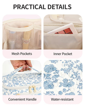 Wandering Nature interior features six elastic cords and pockets for cosmetics.