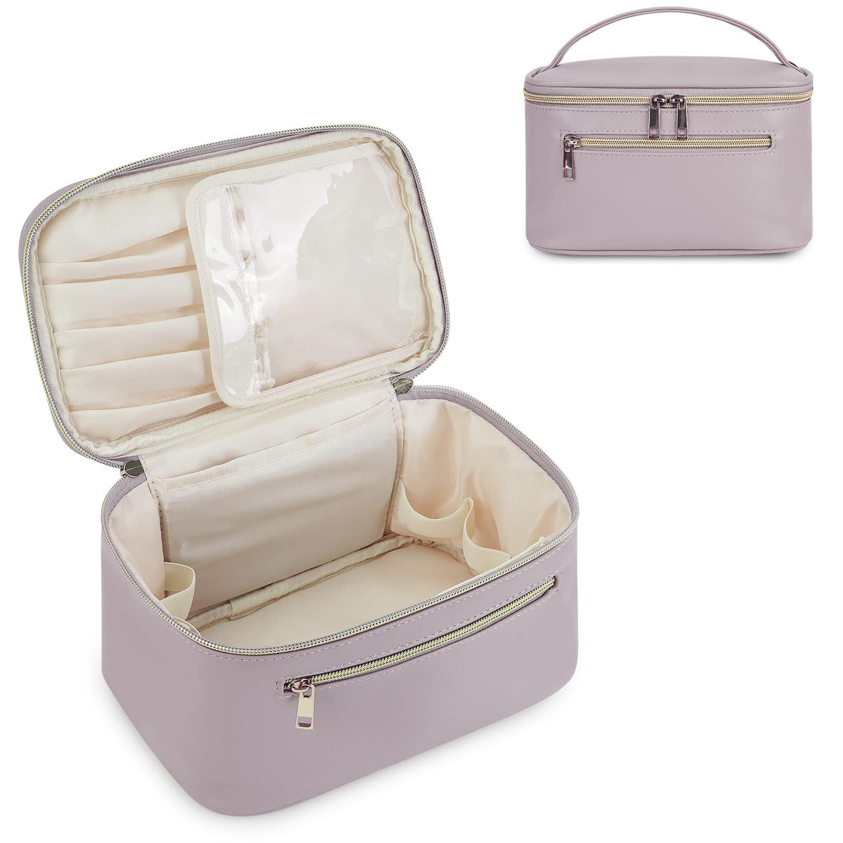Wandering Nature makeup bag in purple vegan leather for travel storage