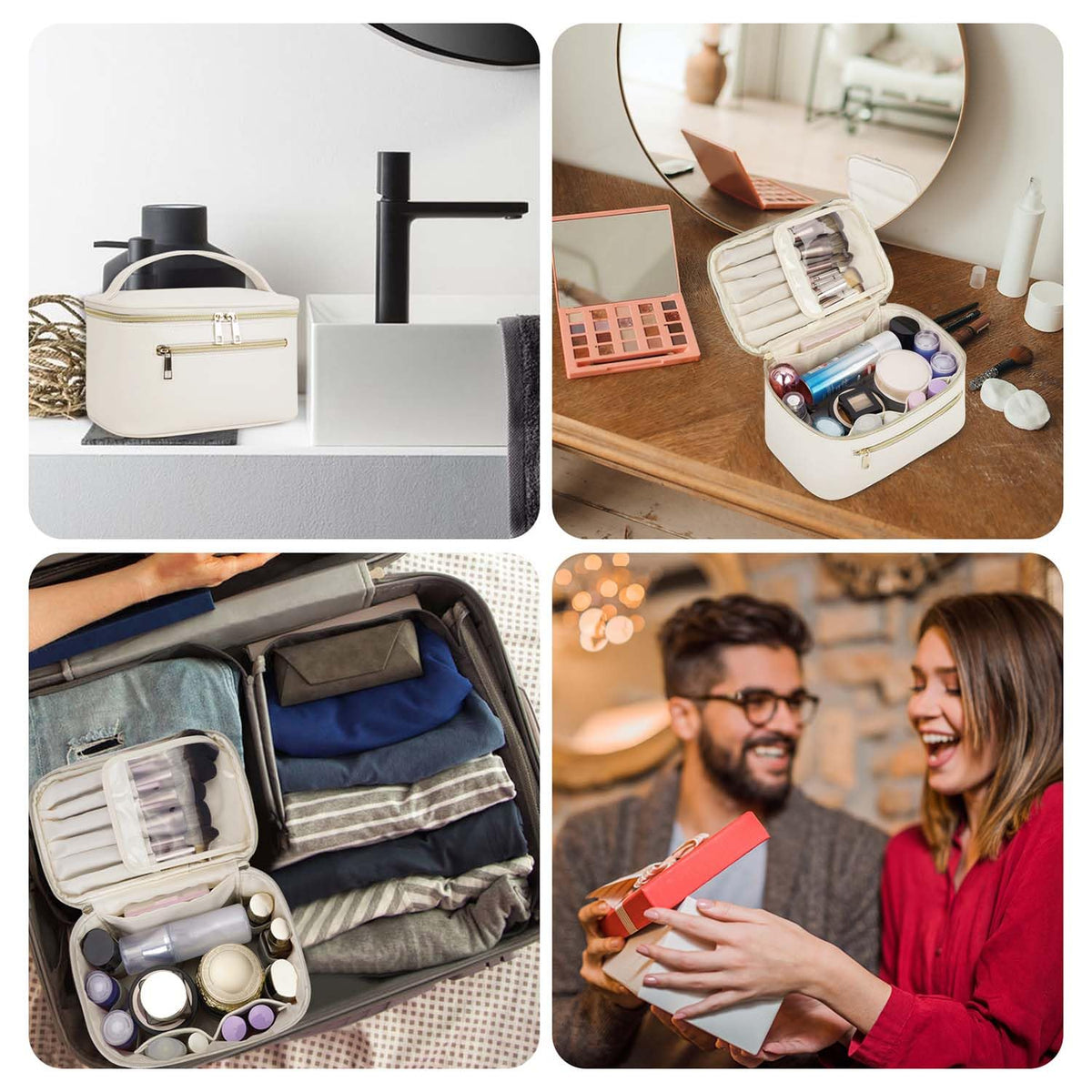 Wandering Nature makeup bag travel setup—ideal gift for women on the go.