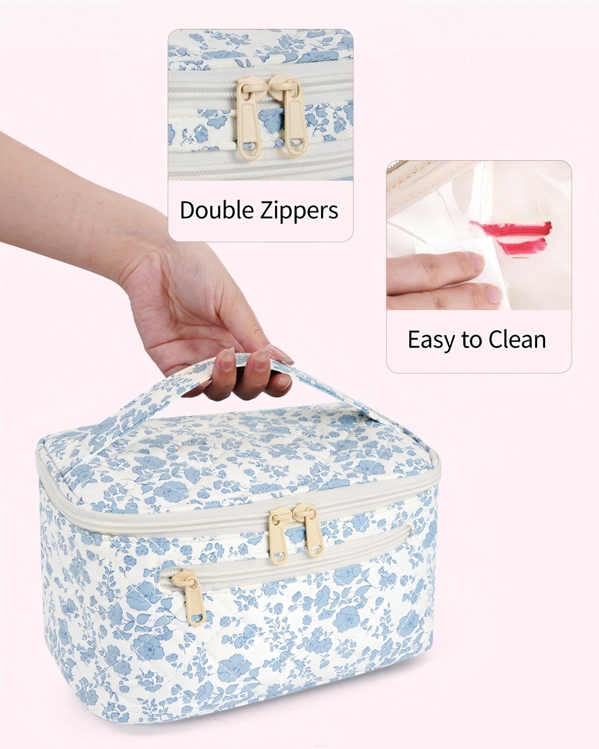 Wandering Nature quilted exterior resists wear and splash during trips.
