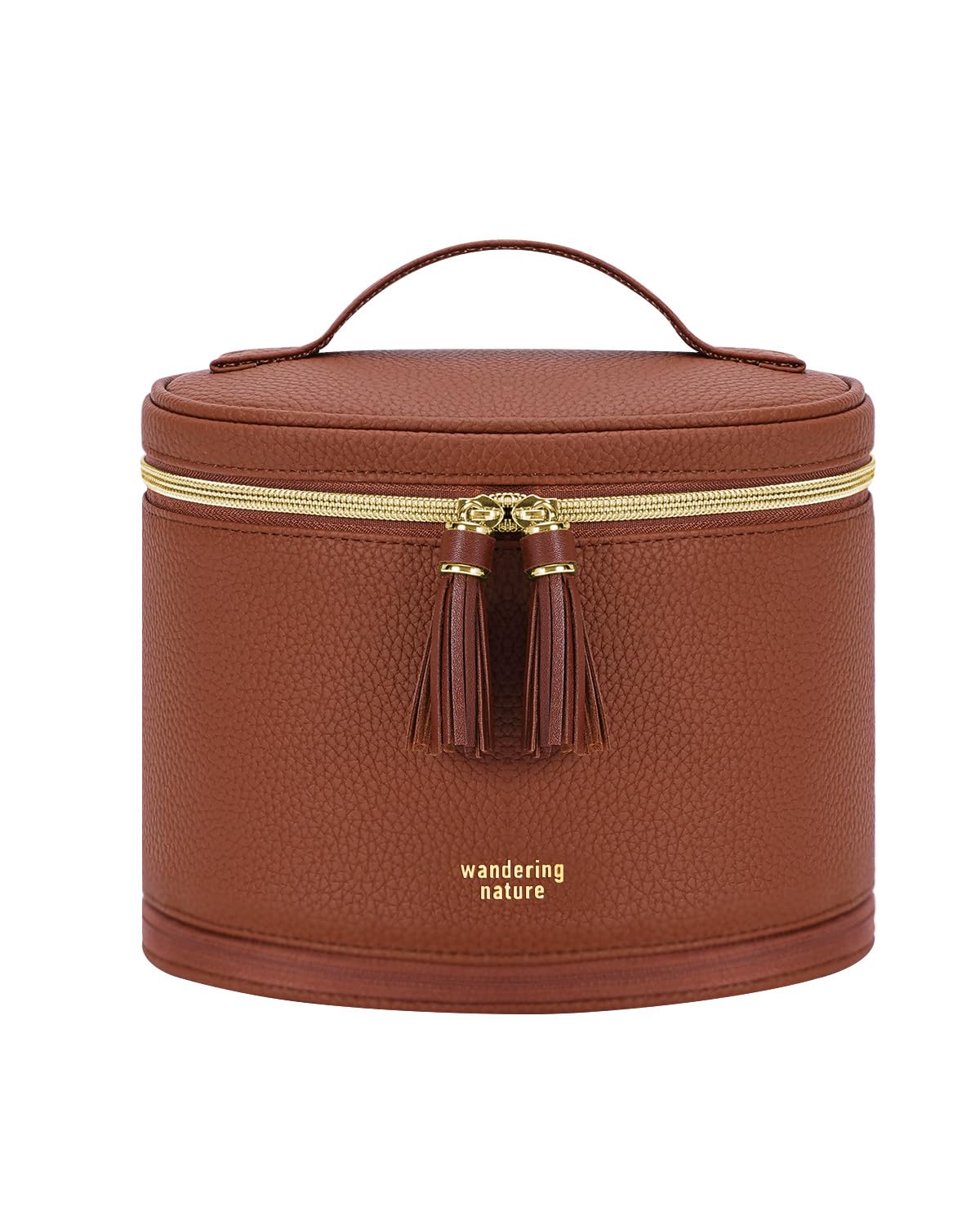 Wandering Nature travel makeup bag with a structured upright design for secure cosmetics on trips
