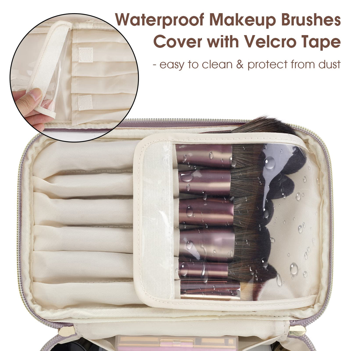 Wandering Nature travel organizer top flap with brush slots for tidy on-the-go makeup