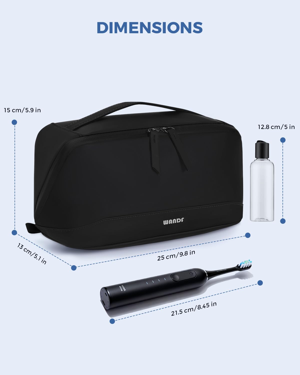 WANDF wet/dry pouch supports hygienic packing while traveling.