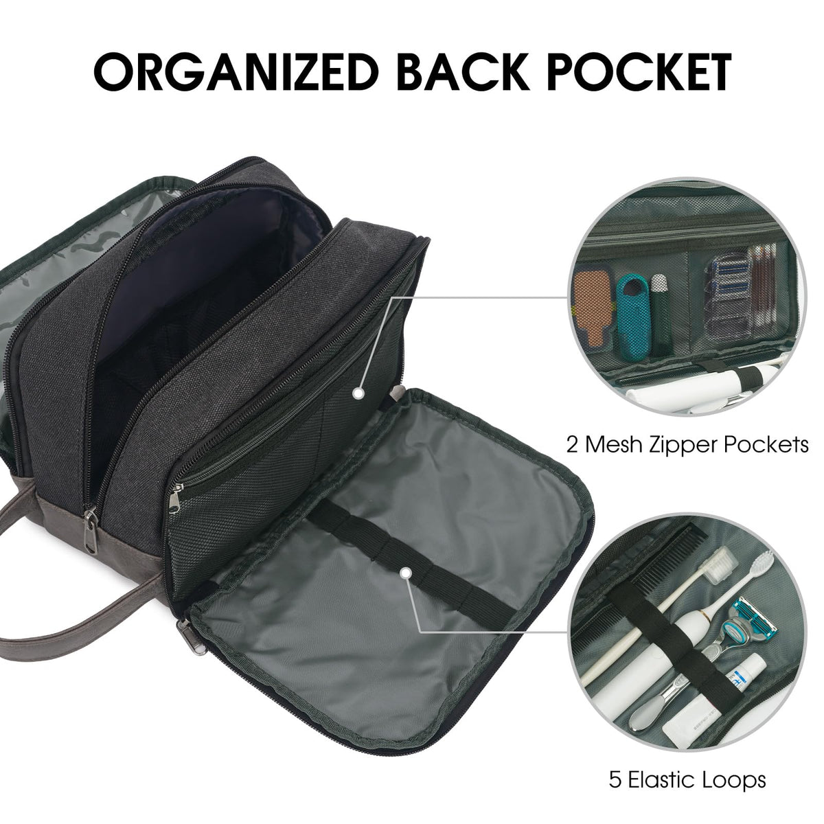 WANDF back pocket with mesh pockets for quick access to small items.