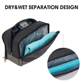 WANDF wet-dry compartment in action keeps damp items separate.