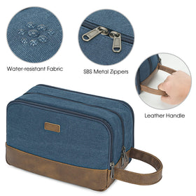 WANDF blue toiletry bag wet compartment separates damp items for mess-free travel