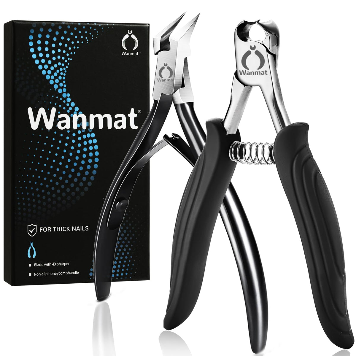 Wanmat podiatrist toenail clippers with curved blade for precise trimming.