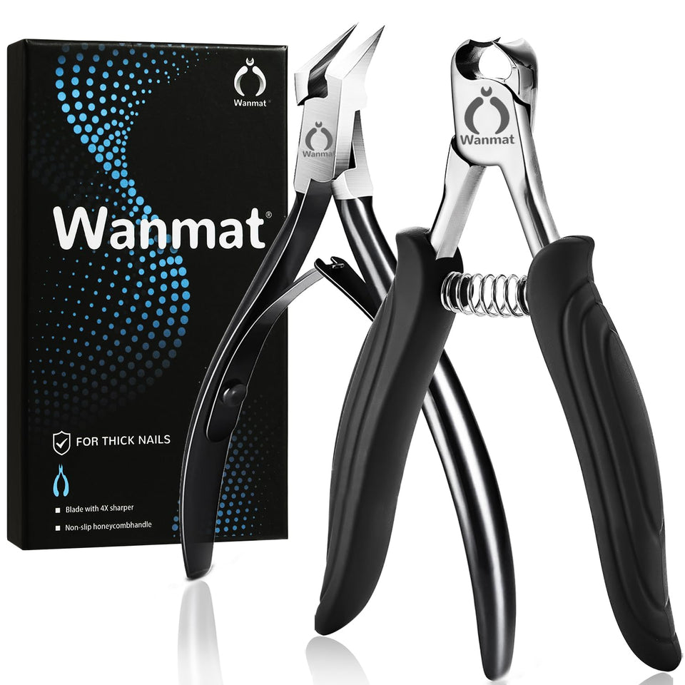 Wanmat podiatrist toenail clippers with curved blade for precise trimming.
