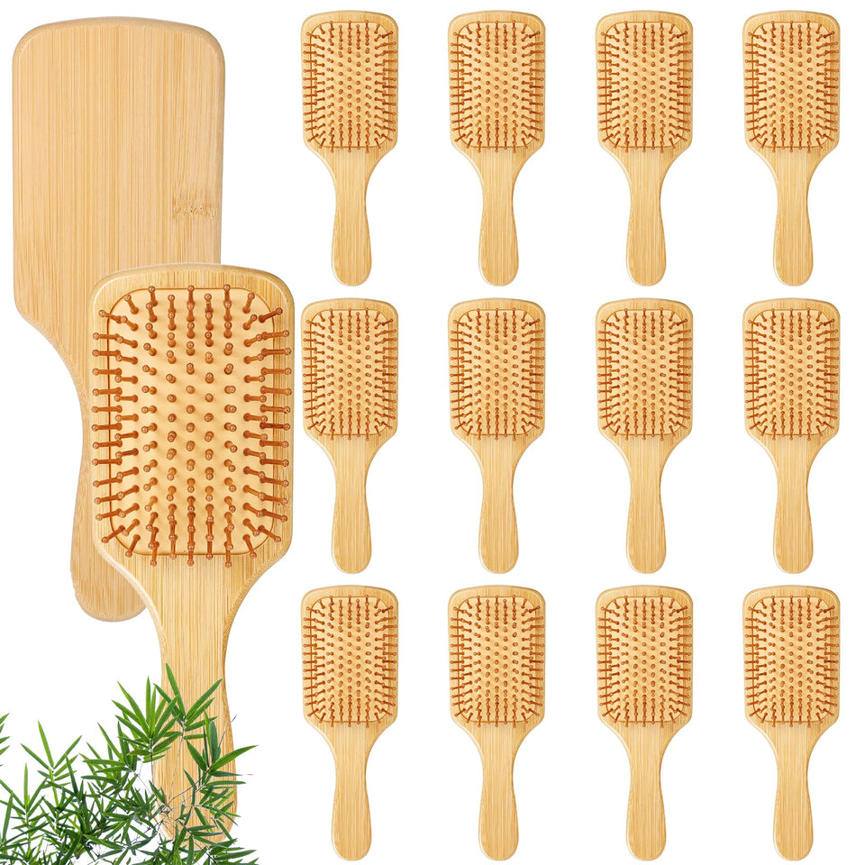Wanmu bamboo hair brush set with 10 pieces for gentle detangling and hair care