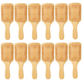 Wanmu travel-size bamboo hair brush fits bags for quick touch-ups