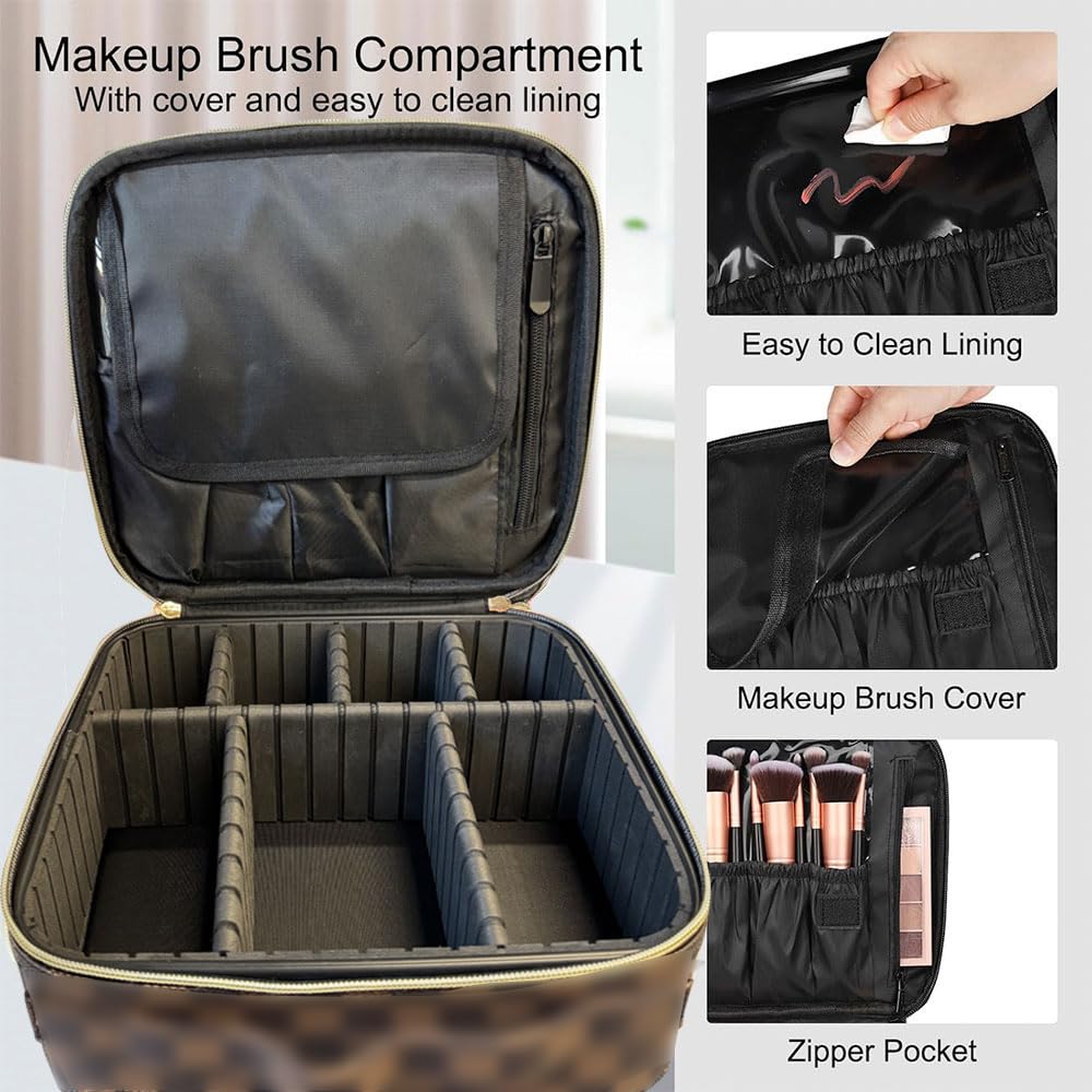 WANNES top zip pocket fits a large mirror for easy makeup prep