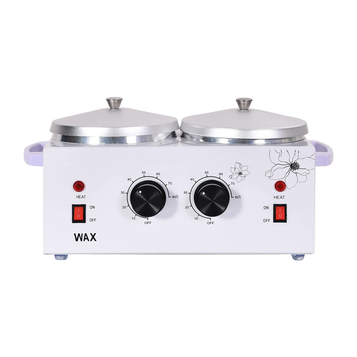 WAOYPGZ waxing kit double-pot front view for efficient wax melting.