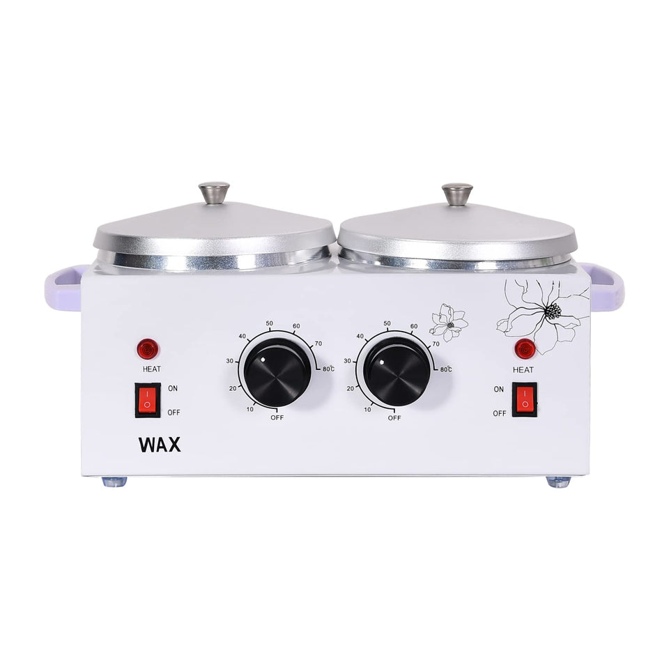 WAOYPGZ waxing kit double-pot front view for efficient wax melting.