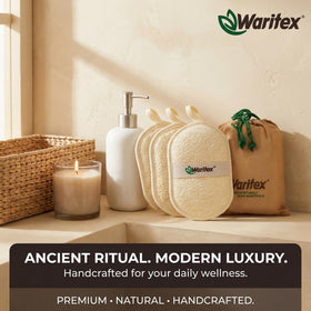 Waritex bathroom shelf display with spa vibe.
