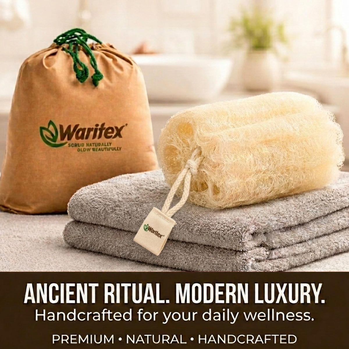 Waritex loofah scrubber demonstrates lasting shape and durability.