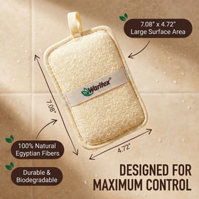 Waritex loofah scrubber with hand strap enables easy back scrubbing.