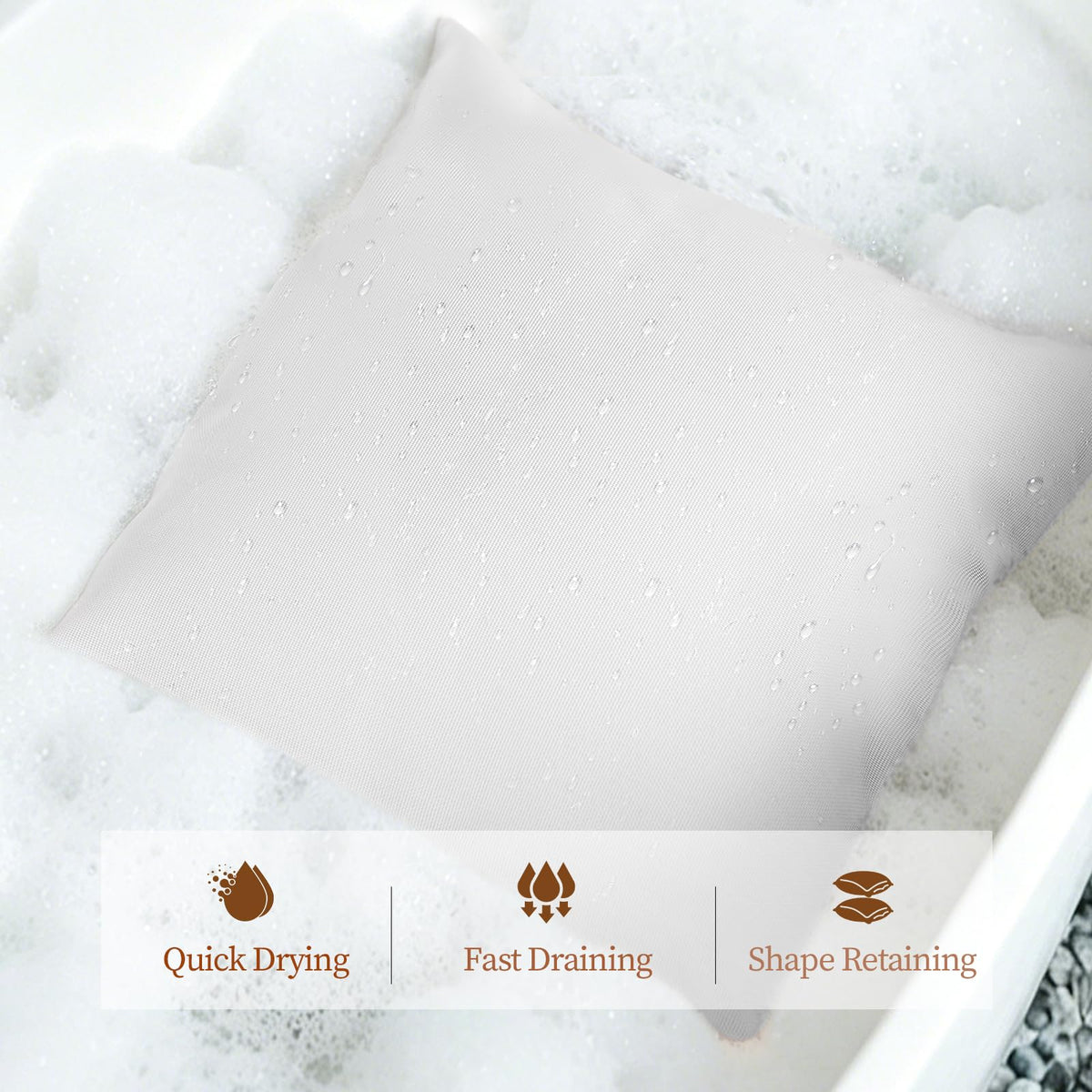 WARMOASIS luxury bathtub pillow 5D mesh core provides breathable, stable cushion.