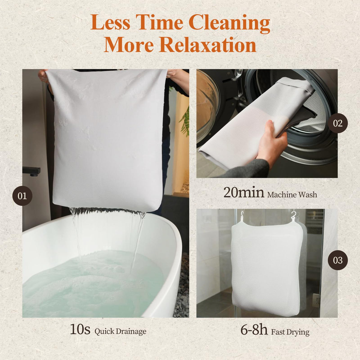 WARMOASIS bath pillow anti-slip design stays put without suction cups.