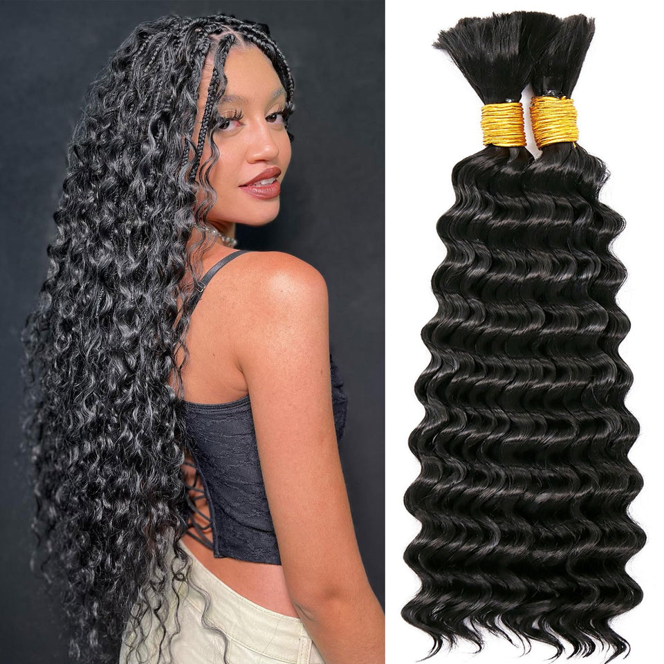 Wassai 200g 18-inch deep wave bulk braiding hair for voluminous boho braids