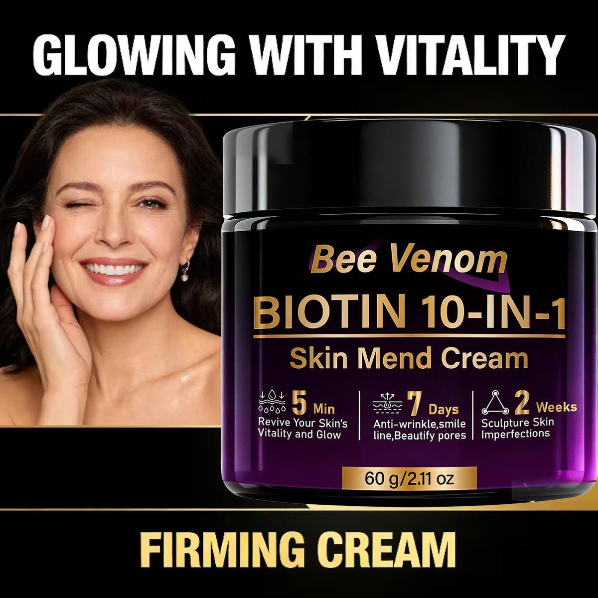 Water Ice Levin anti-aging application massage indicating lifting and firming potential