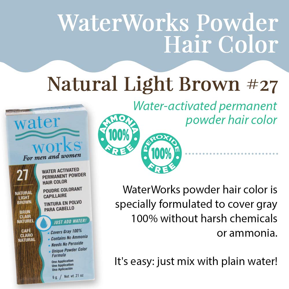 Water Works powder applied to hair for even coverage
