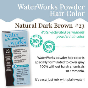Water Works Hair Color Powder mixing and application shows simple at-home dye routine.